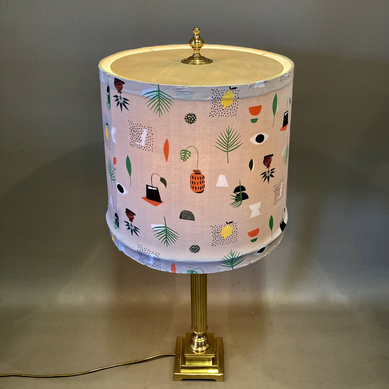 Vintage-Stehlampe aus Metall und Seide, 1960