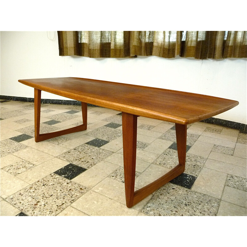 Danish teak coffee table with boat-shaped - 1960s