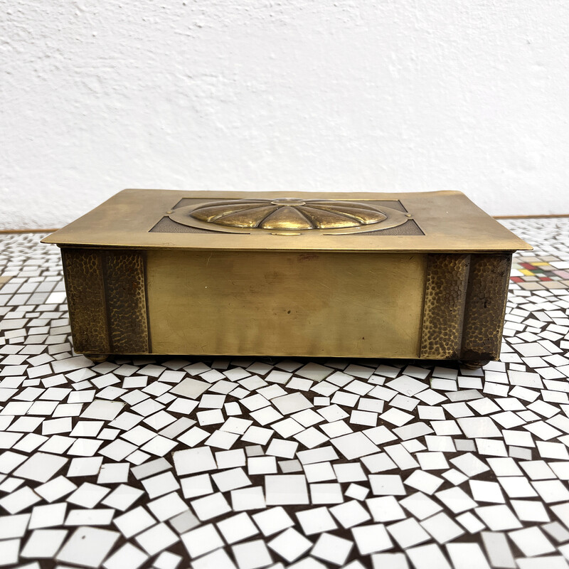 Caja de puros Art Decó de latón y cobre para Württembergische Metallwarenfabrik, Alemania 1920