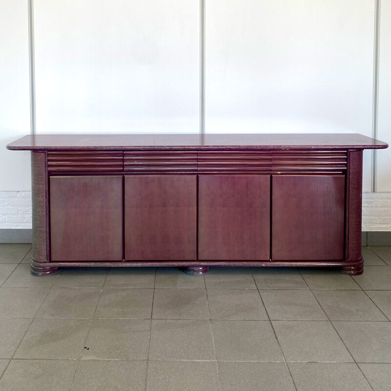 Vintage rattan and ash sideboard by Roberti Rattan, Italy 1990