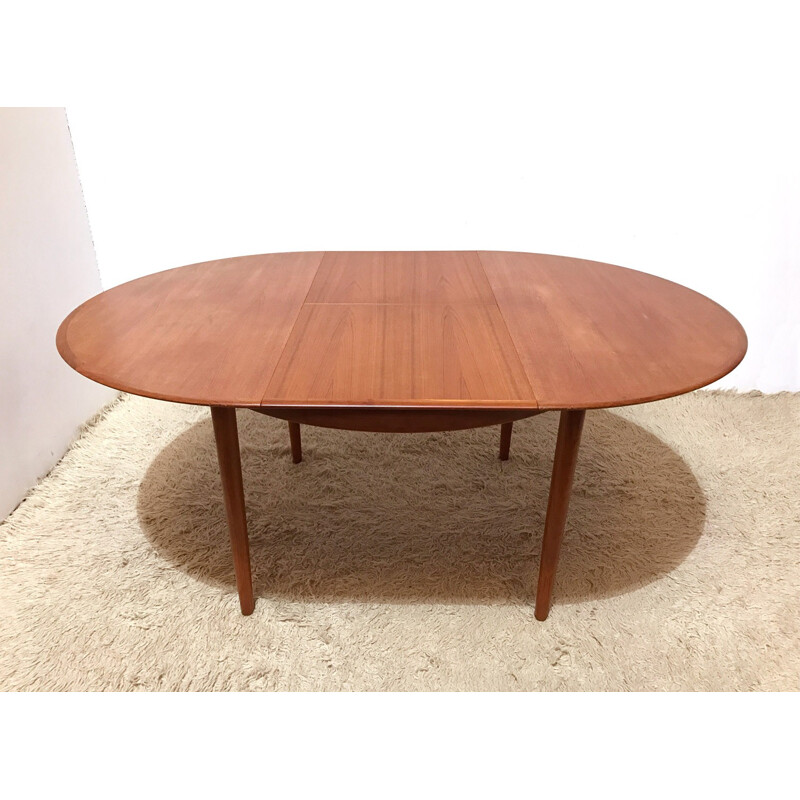 Mid century vintage Danish Dyrlund extending round dining table - 1960s