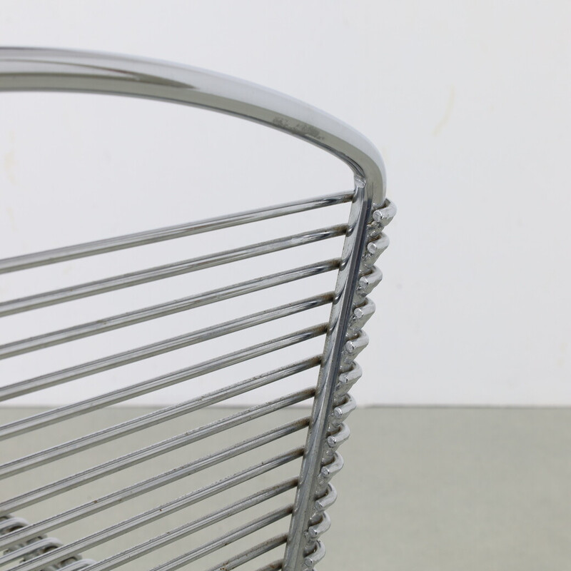 Pair of vintage chrome metal bar stools, 1980