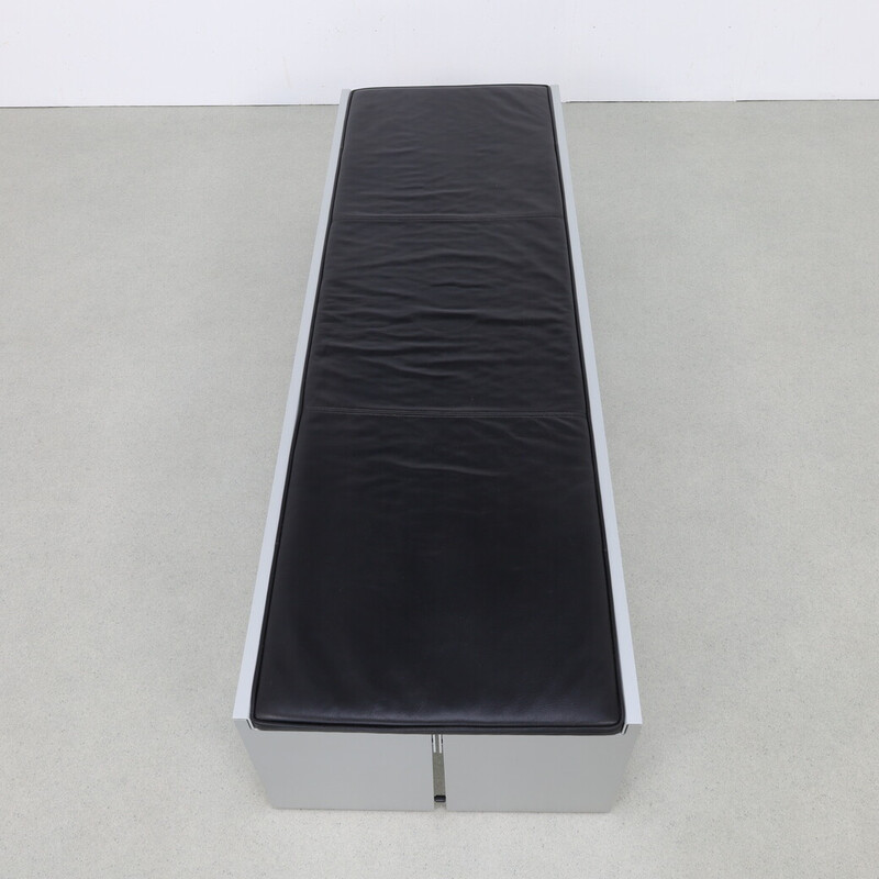 Vintage model BQ 01 museum bench in anodized aluminum and leather by Wim Quist for Spectrum, 1970