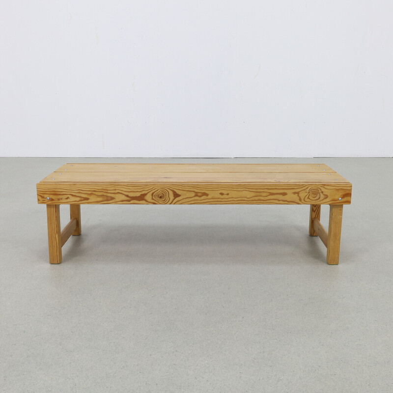 Vintage low pine bench, 1970