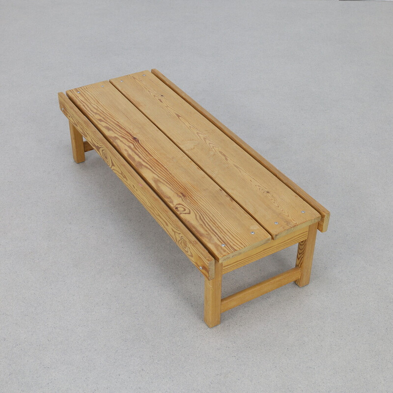 Vintage low pine bench, 1970