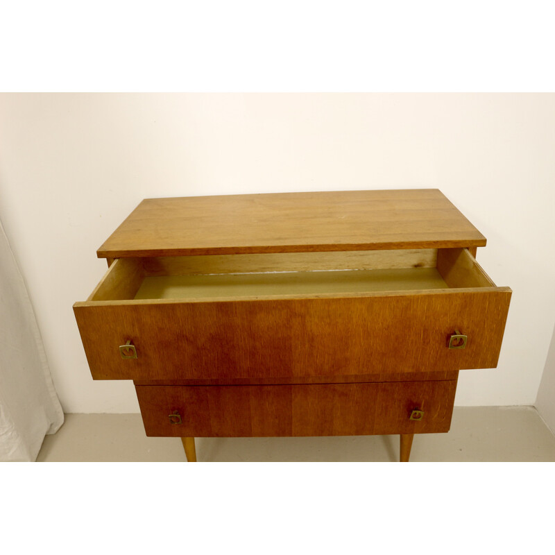 Vintage oak veneer chest of drawers with 3 drawers, 1960