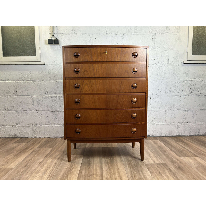 Vintage teak chest of drawers with 6 drawers by Kai Kristiansen, Denmark 1960