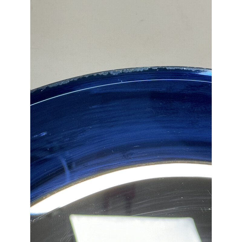 Miroir vintage bleu rond, Italie 1960