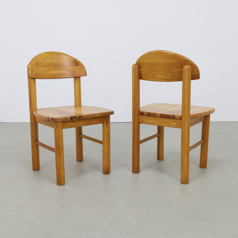 Pair of vintage pine dining chairs by Rainer Daumiler, 1970