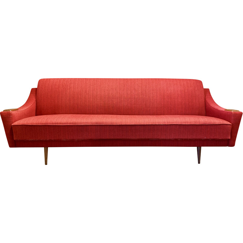 Vintage teak and wool sofa bed, 1950