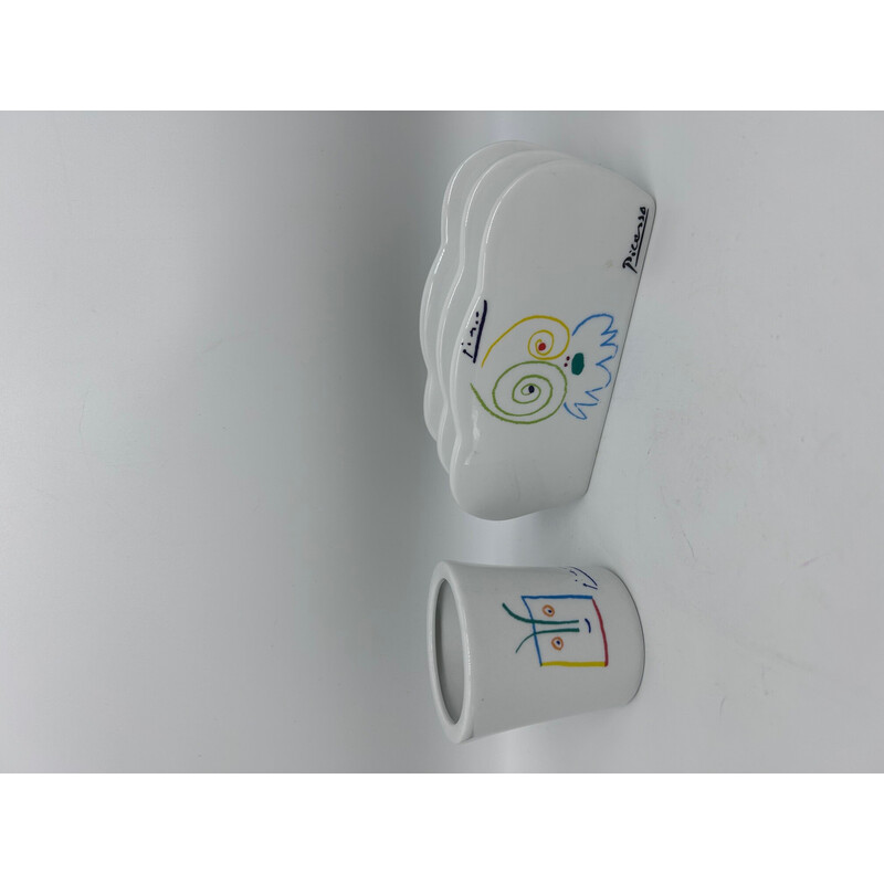 Vassoio porta lettere in ceramica Tognana vintage con portamatite per Mmi
