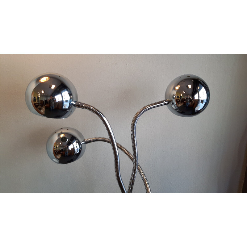 Silvery floor lamp in chromium and formica - 1970s
