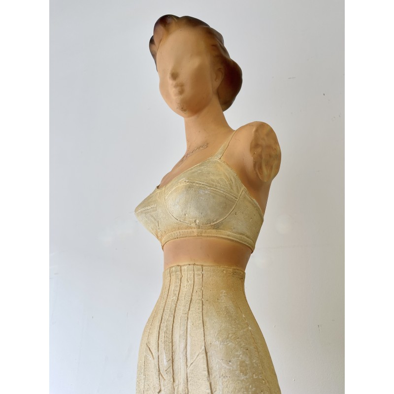 Vintage plaster mannequin representing a female bust for Novita, 1950