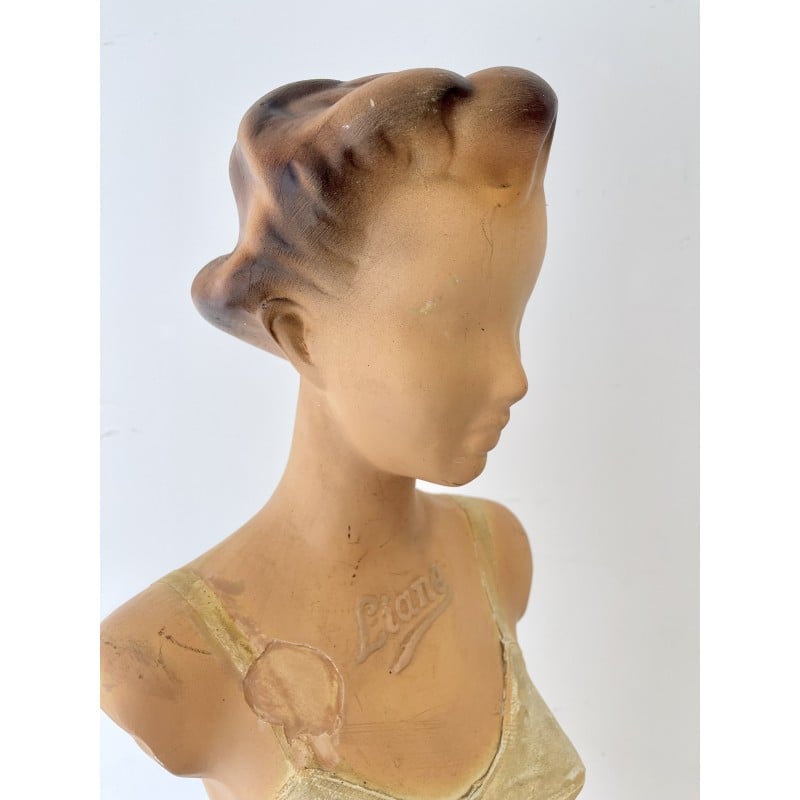 Manequim de gesso vintage representando um busto feminino para a Novita, 1950