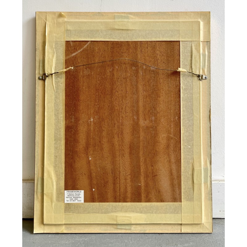 Tableau vintage représentant une nature morte avec un cadre en bois