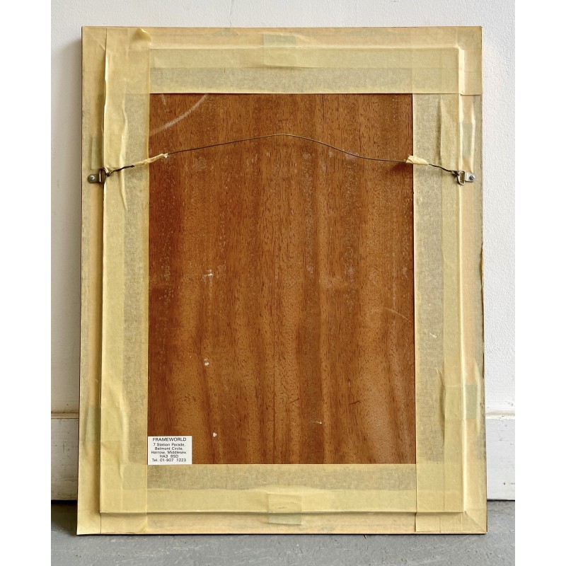 Vintage painting representing a still life with a wooden frame