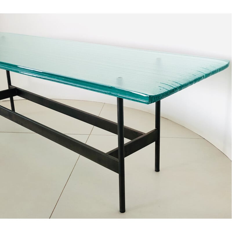 Vintage Waves coffee table in metal and glass by Ludovica and Roberto Palomba for Fiam, Italy 2000