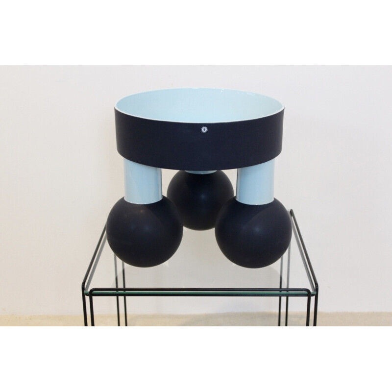 Vintage black ceramic Tarzan bowl by Ettore Sottsass for Cor Unum ceramic, 1980