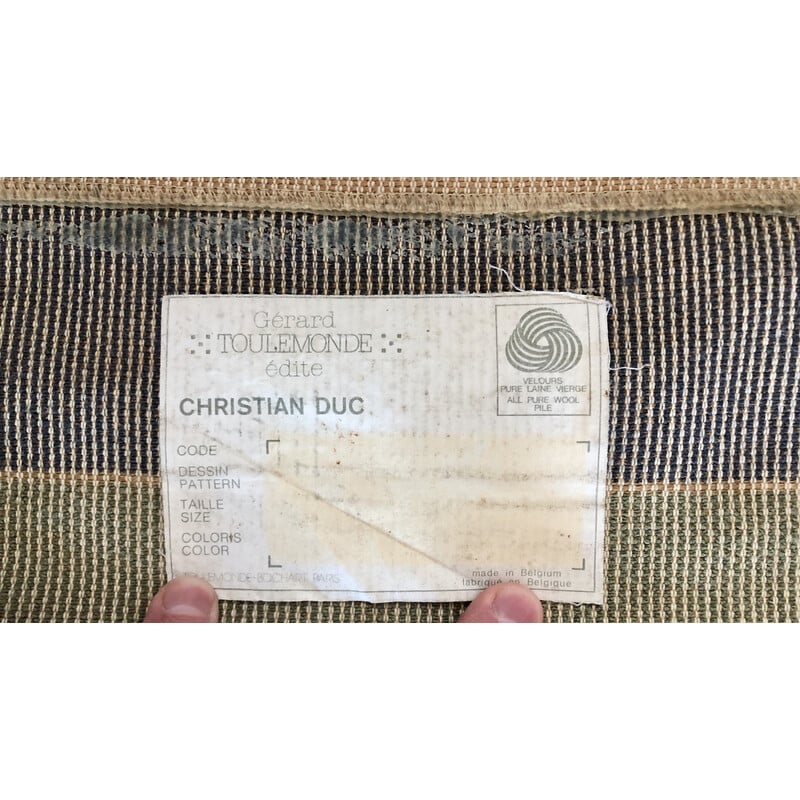 Tapis vintage "Moins c'est plus" en laine de Christian Duc pour Toulemonde Bochart, France 1980