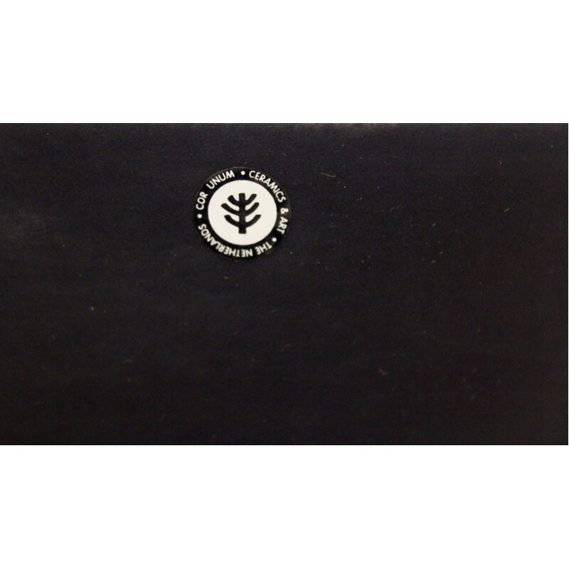Cuenco vintage Tarzán de cerámica negra de Ettore Sottsass para cerámica Cor Unum, 1980