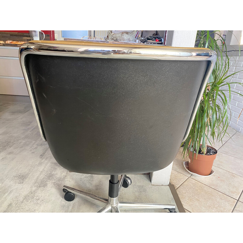 Vintage brown leather office chair by Charles Pollock, 1970