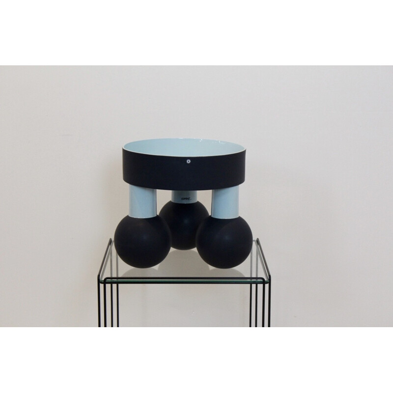 Vintage black ceramic Tarzan bowl by Ettore Sottsass for Cor Unum ceramic, 1980