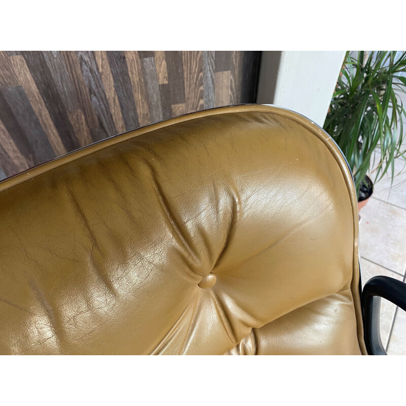 Vintage brown leather office chair by Charles Pollock, 1970