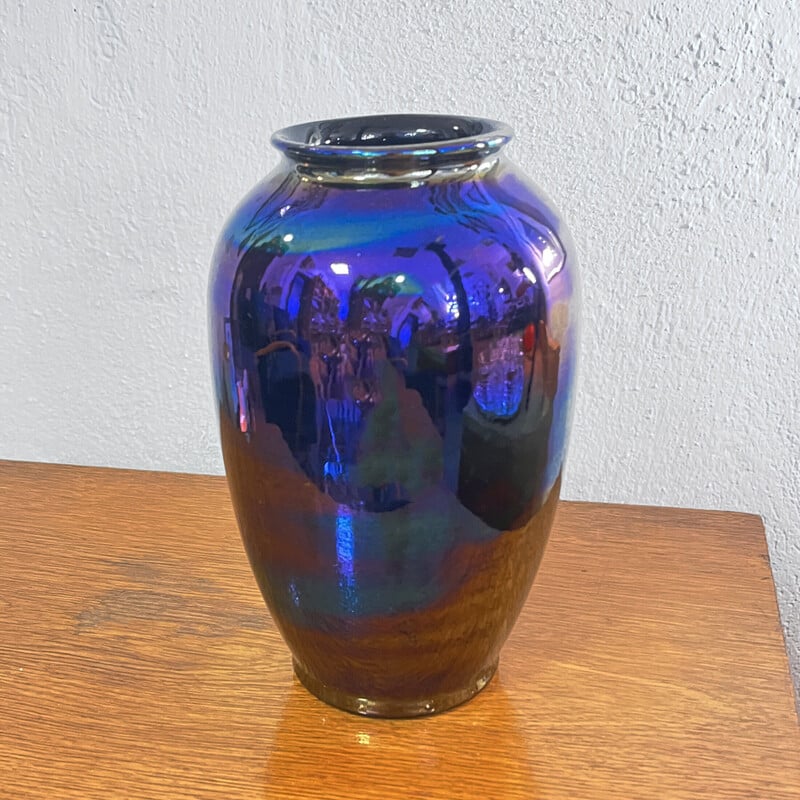 Vase vintage opalescent type 650/20 en céramique pour Bay Keramik, Allemagne 1970