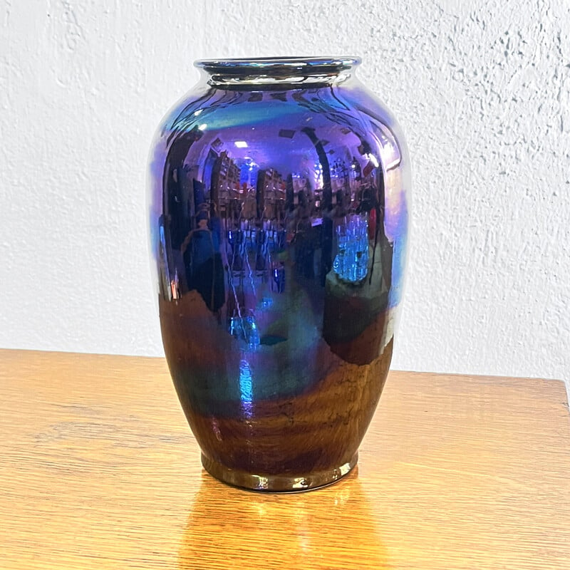 Vase vintage opalescent type 650/20 en céramique pour Bay Keramik, Allemagne 1970