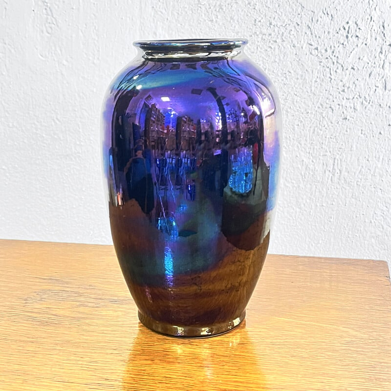 Vintage opalescent ceramic vase type 650/20 for Bay Keramik, Germany 1970