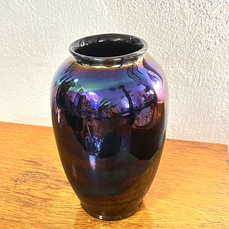Vintage opalescent ceramic vase type 650/20 for Bay Keramik, Germany 1970
