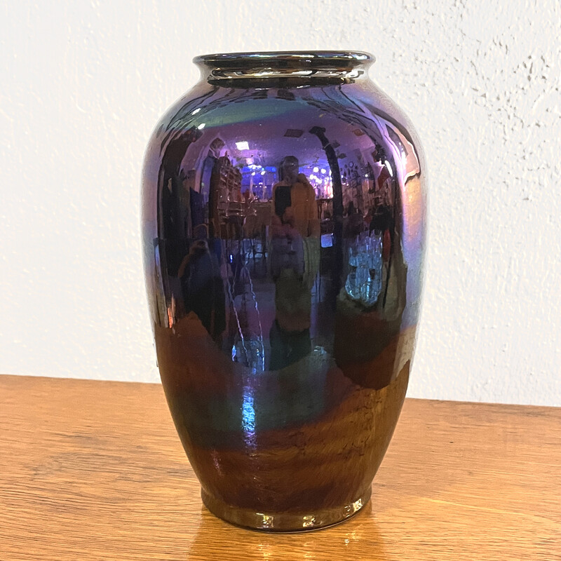 Vintage opalescent ceramic vase type 650/20 for Bay Keramik, Germany 1970