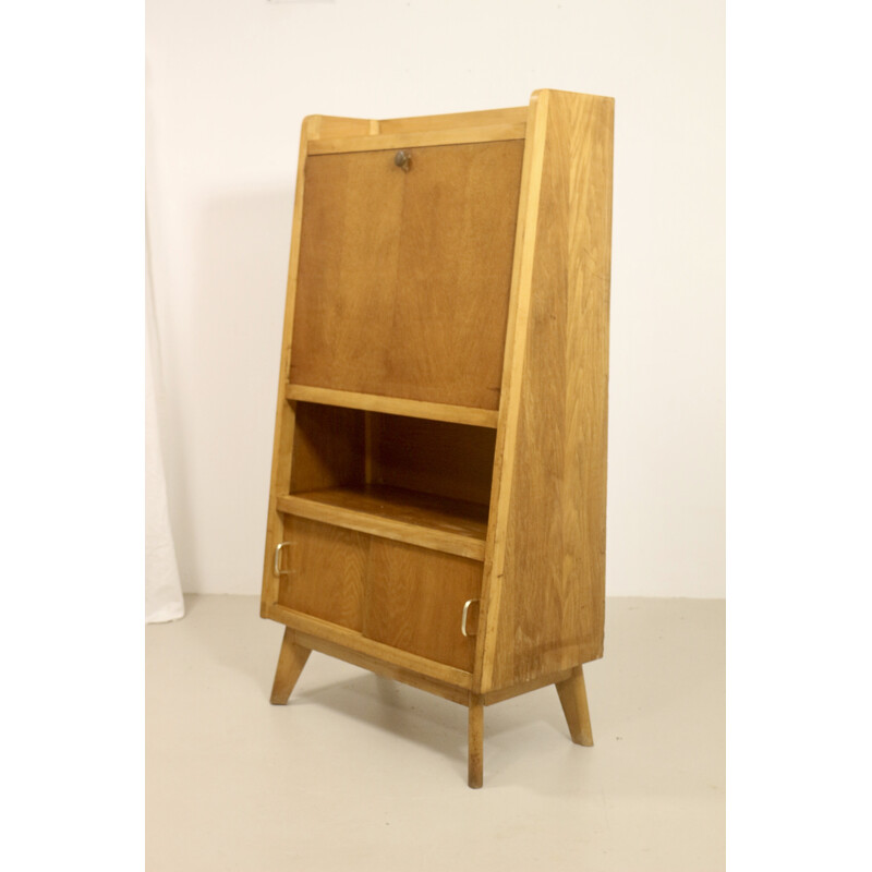 Vintage secretary desk in light wood, 1960