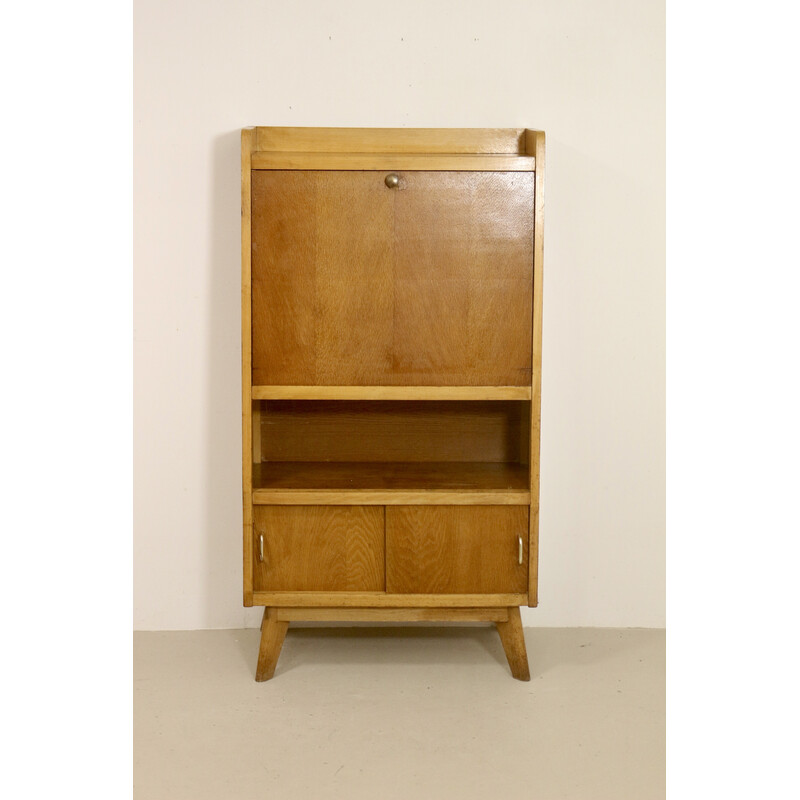 Vintage secretary desk in light wood, 1960