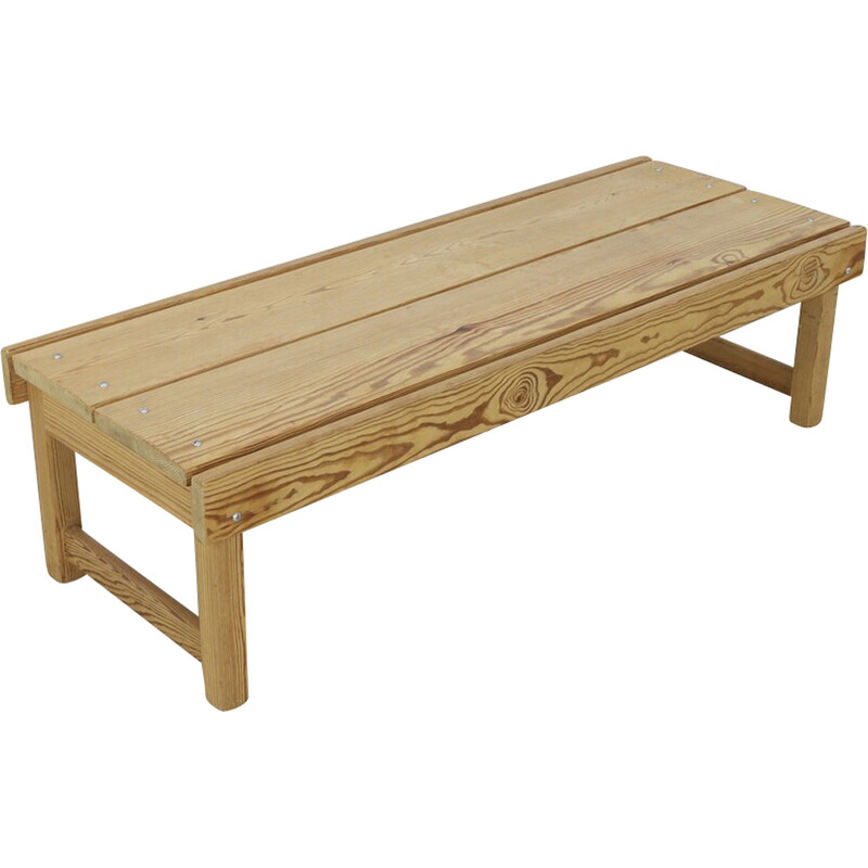 Vintage low pine bench, 1970