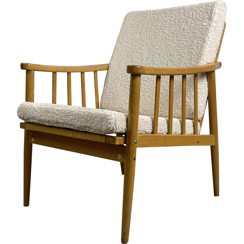 Vintage armchair in oak and solid wood, Eastern countries 1980