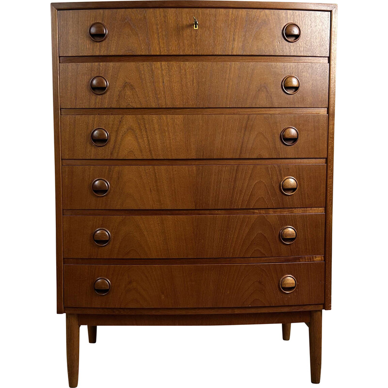 Vintage teak chest of drawers with 6 drawers by Kai Kristiansen, Denmark 1960