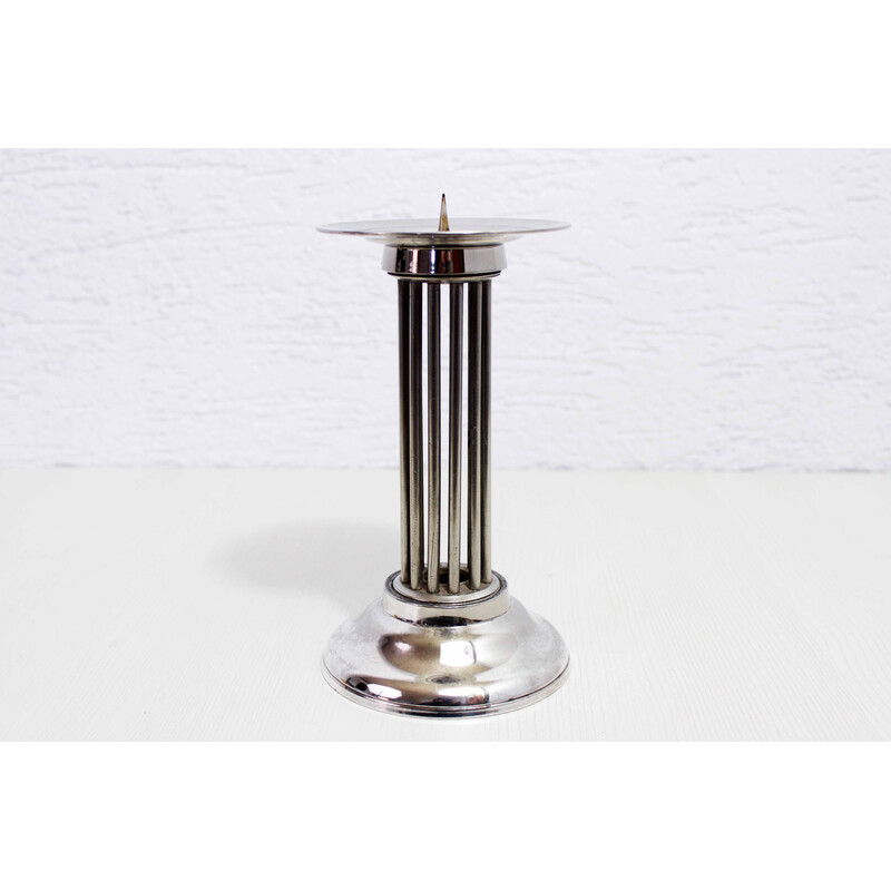 Vintage silver metal candlestick, 1970