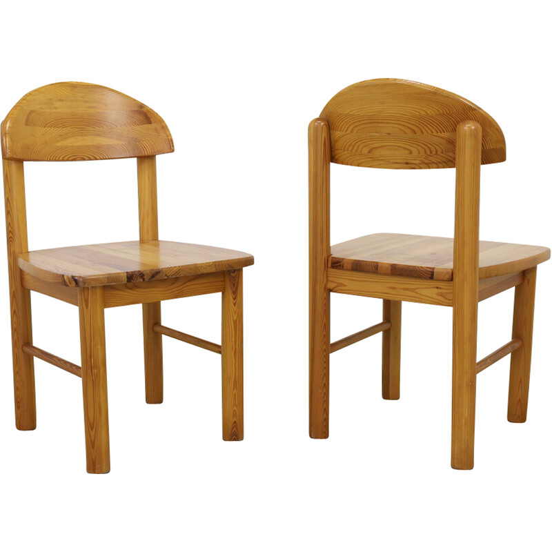 Pair of vintage pine dining chairs by Rainer Daumiler, 1970