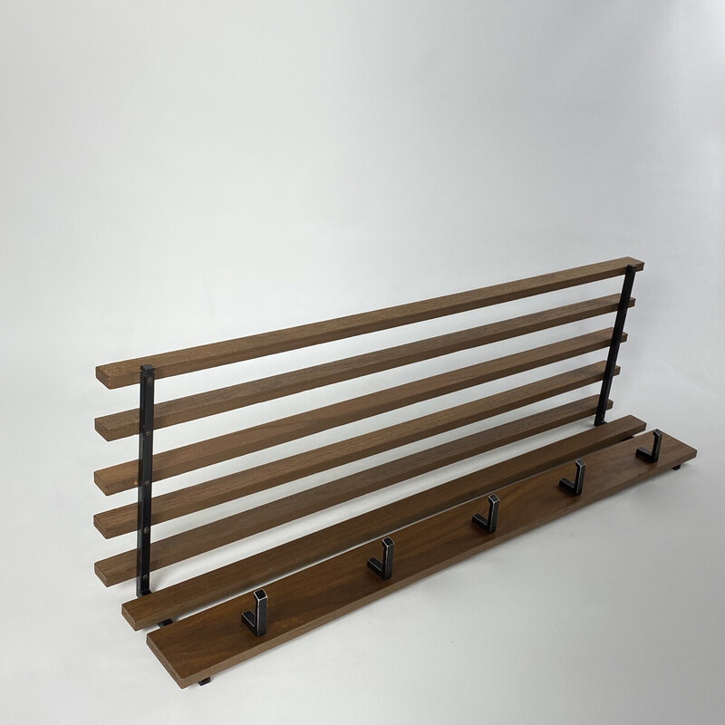 Vintage teak and aluminum coat rack, 1960