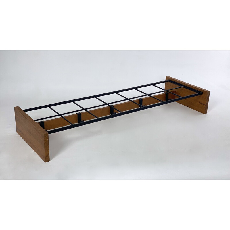 Vintage coat rack in metal and wood, 1950