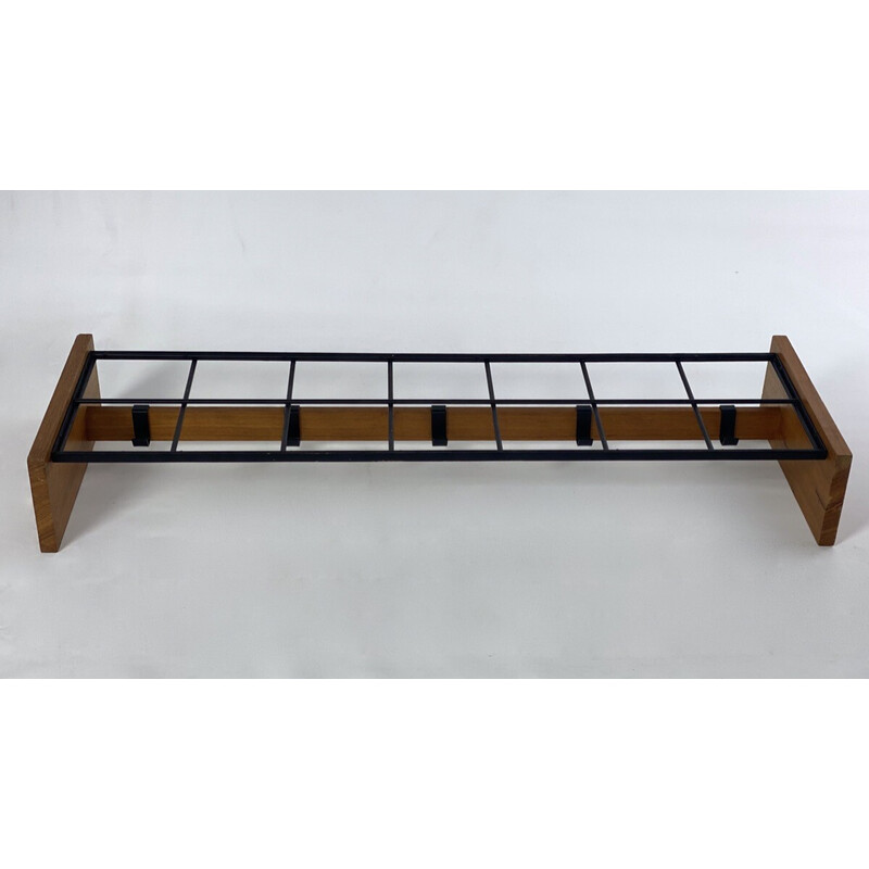 Vintage coat rack in metal and wood, 1950