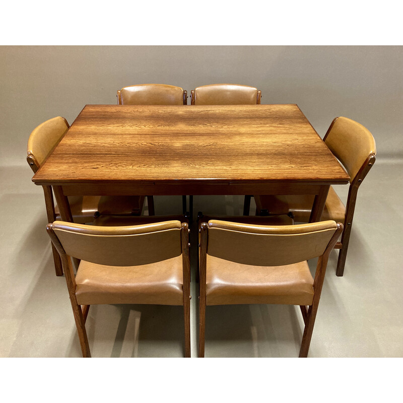 Vintage extendable rosewood high table, 1950