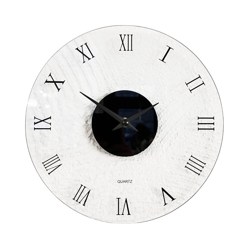 Vintage wall clock with glass quartz mechanism, Germany 1990