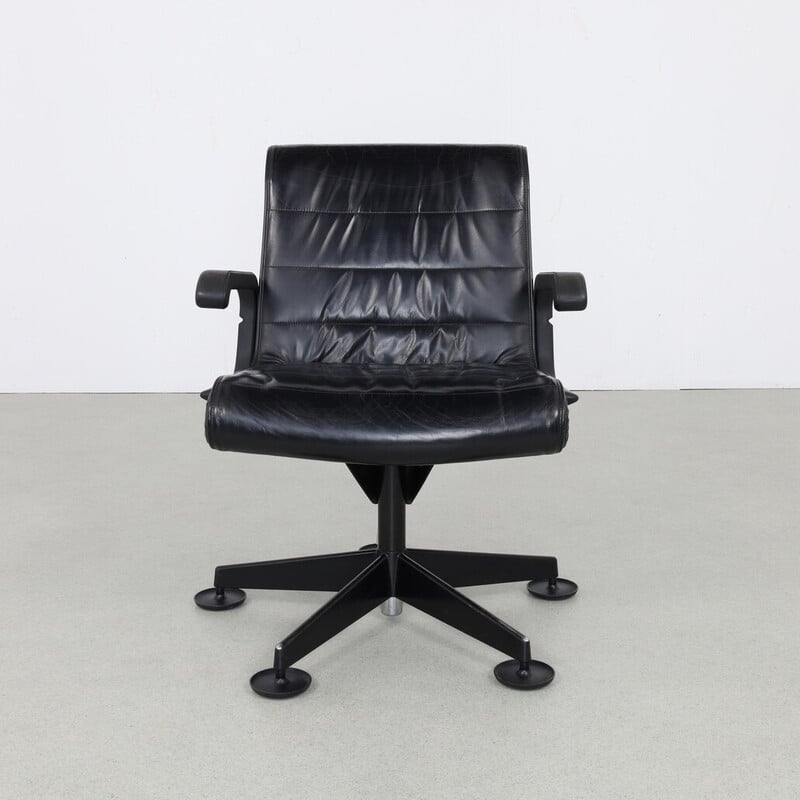 Vintage leather conference chair by Richard Sapper for Knoll, 1980