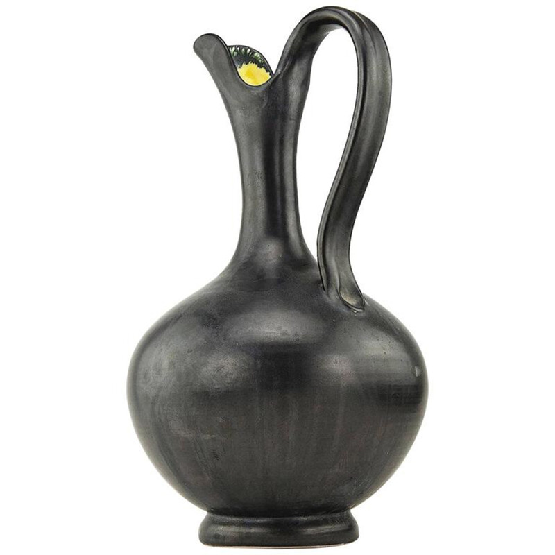 Large black pitcher in ceramics produced by Vallauris - 1950s