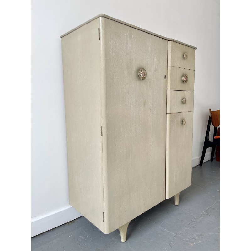 Vintage tallboy wardrobe with 3 drawers, 1960