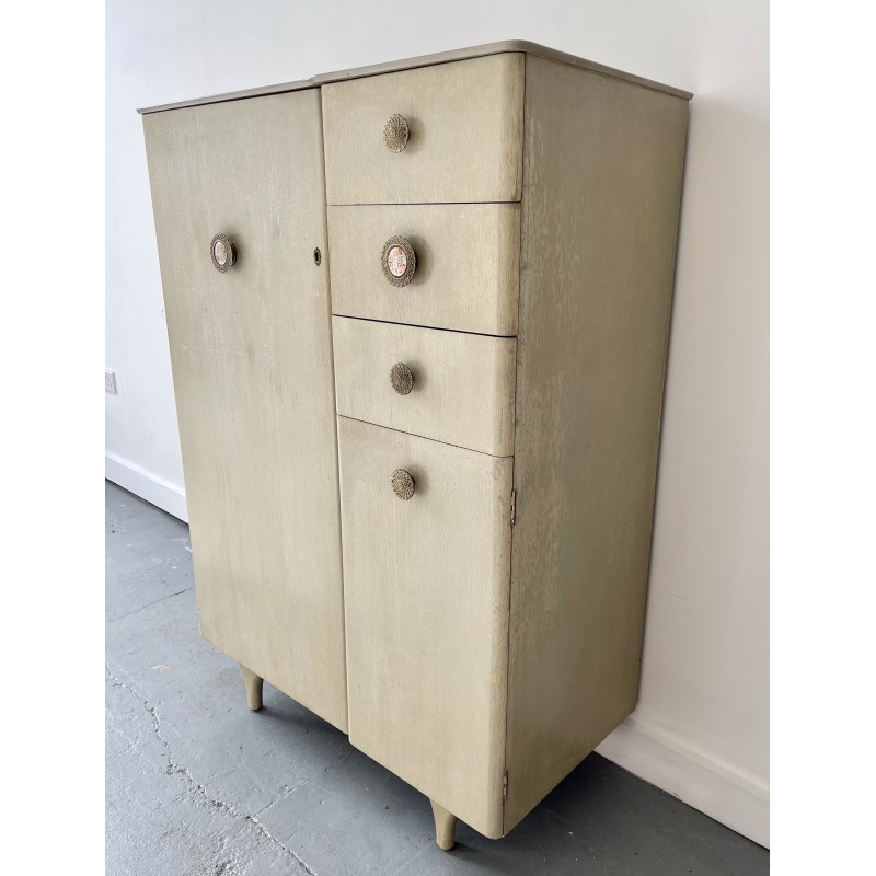 Vintage tallboy wardrobe with 3 drawers, 1960