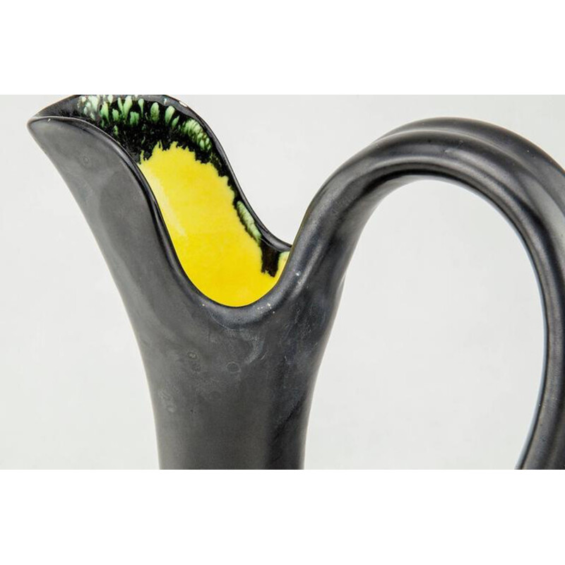 Large black pitcher in ceramics produced by Vallauris - 1950s