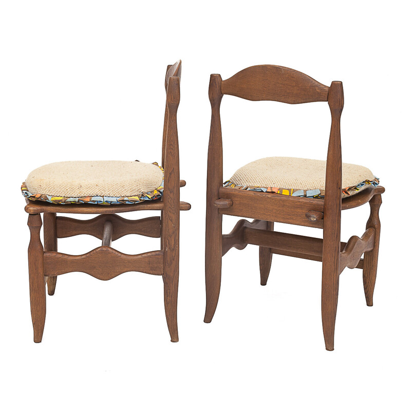 Lot de 6 chaises vintage "Charlotte" par Guillerme et Chambron en en chêne massif, 1950